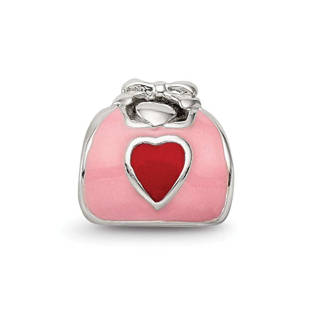Sterling Silver Reflections Pink/Red Enameled Purse Bead