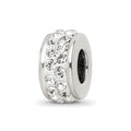Sterling Silver Reflections Double Row White Preciosa Crystal Bead