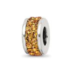 Sterling Silver Reflections Orange Double Row Preciosa Crystal Bead
