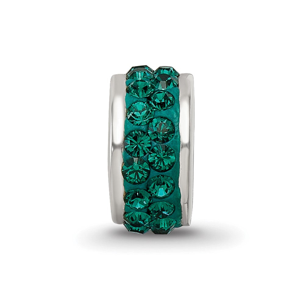 Sterling Silver Reflections Green Double Row Preciosa Crystal Bead