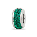 Sterling Silver Reflections Green Double Row Preciosa Crystal Bead