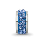 Sterling Silver Reflections Blue Double Row Preciosa Crystal Bead