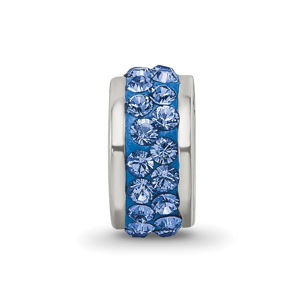Sterling Silver Reflections Blue Double Row Preciosa Crystal Bead