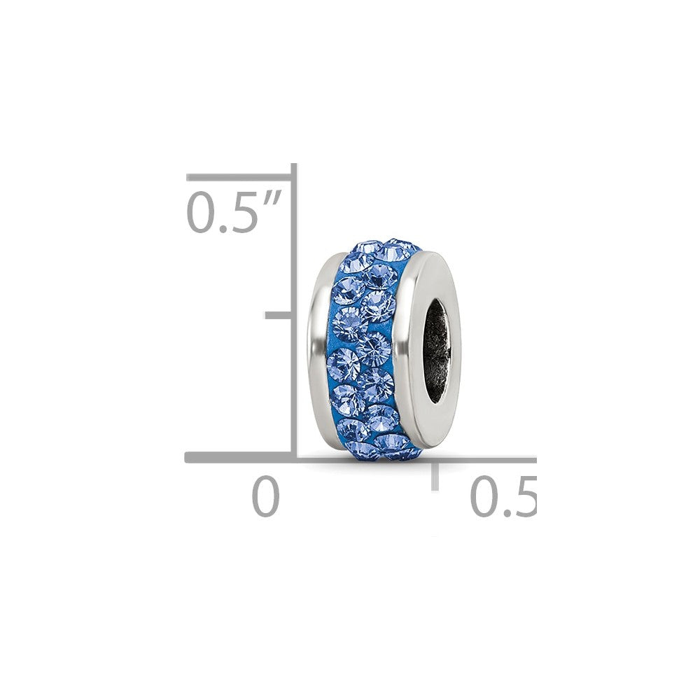 Sterling Silver Reflections Blue Double Row Preciosa Crystal Bead