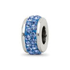 Sterling Silver Reflections Blue Double Row Preciosa Crystal Bead