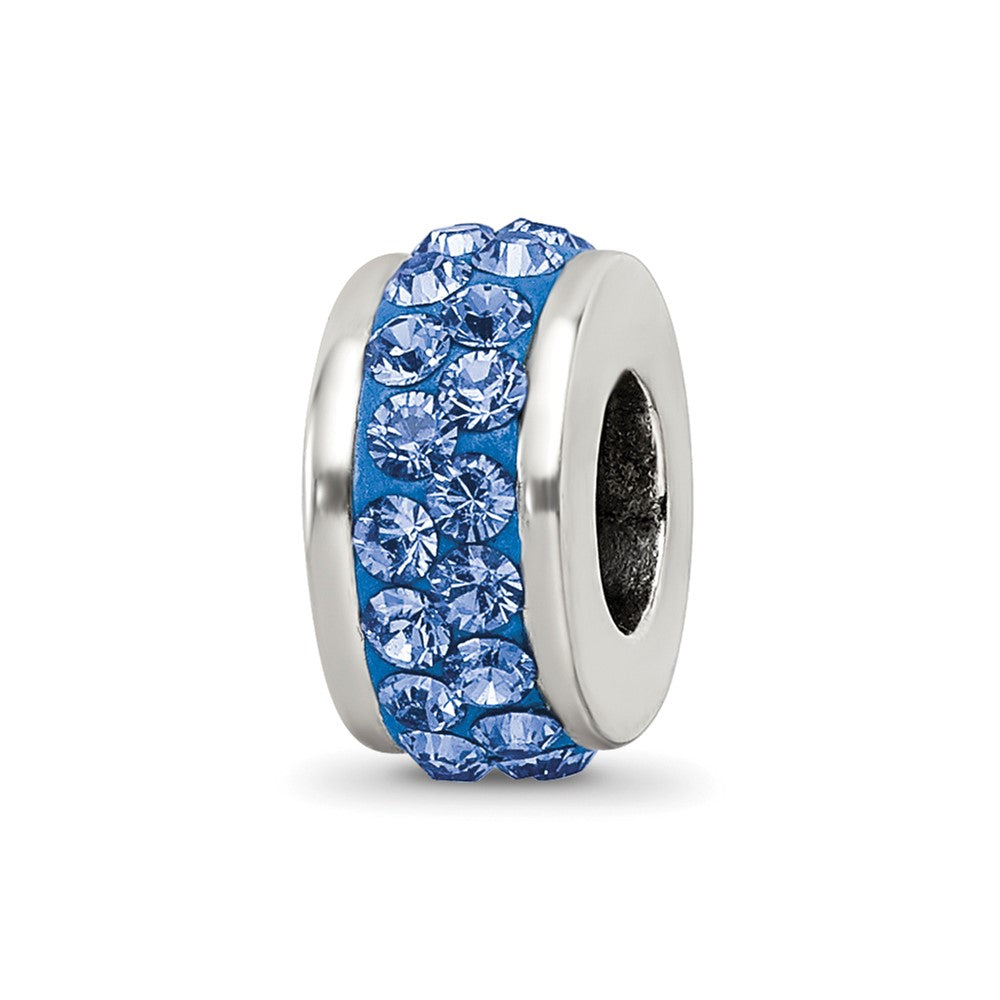 Sterling Silver Reflections Blue Double Row Preciosa Crystal Bead