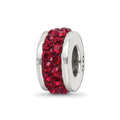 Sterling Silver Reflections Dark Maroon Double Row Preciosa Crystal Bead