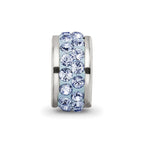 Sterling Silver Reflections Light Blue Double Row Preciosa Crystal Bead