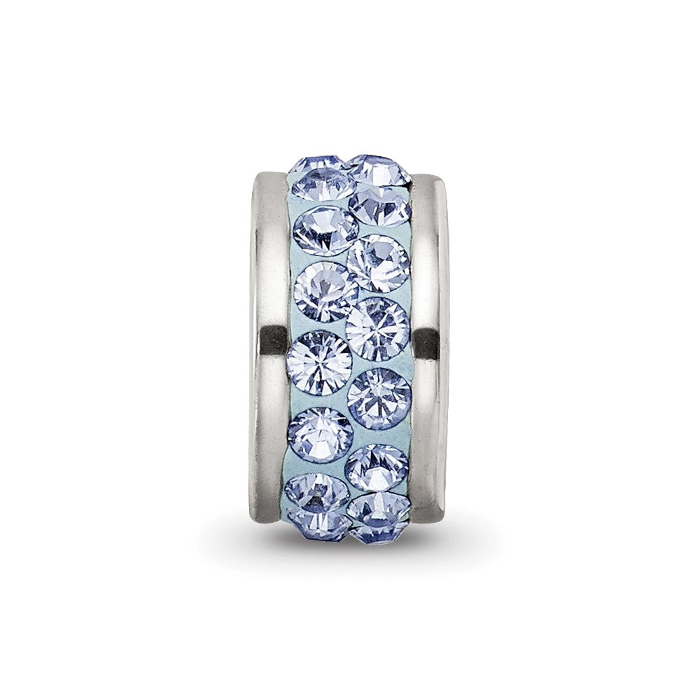 Sterling Silver Reflections Light Blue Double Row Preciosa Crystal Bead