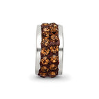 Sterling Silver Reflections Brown Double Row Preciosa Crystal Bead