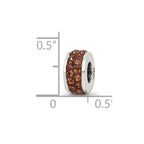 Sterling Silver Reflections Brown Double Row Preciosa Crystal Bead