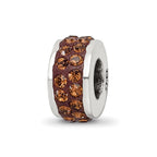 Sterling Silver Reflections Brown Double Row Preciosa Crystal Bead