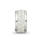 Sterling Silver Reflections Cream Double Row Preciosa Crystal Bead