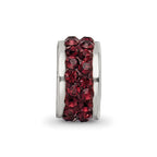 Sterling Silver Reflections Crimson Double Row Preciosa Crystal Bead