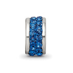 Sterling Silver Reflections Blue Double Row Preciosa Crystal Bead