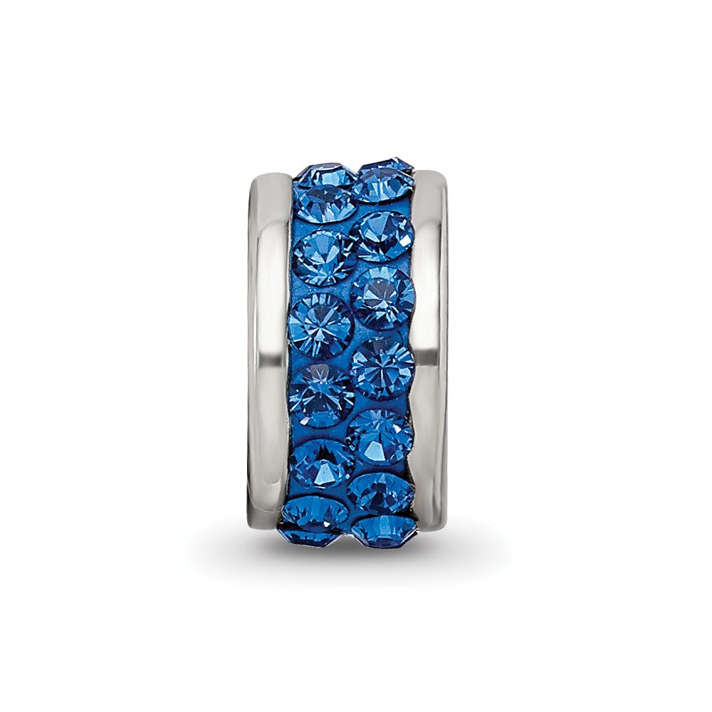 Sterling Silver Reflections Blue Double Row Preciosa Crystal Bead