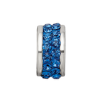 Sterling Silver Reflections Blue Double Row Preciosa Crystal Bead