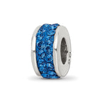 Sterling Silver Reflections Blue Double Row Preciosa Crystal Bead