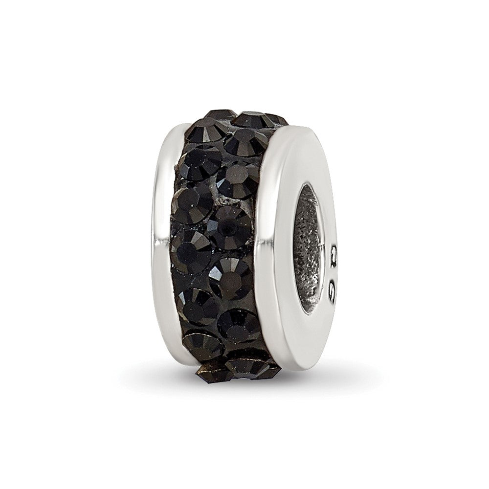 Sterling Silver Reflections Black Double Row Preciosa Crystal Bead