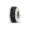 Sterling Silver Reflections Black Double Row Preciosa Crystal Bead