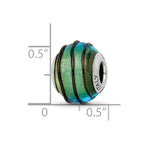 Sterling Silver Reflections Teal w/Black Stripes Italian Murano Bead