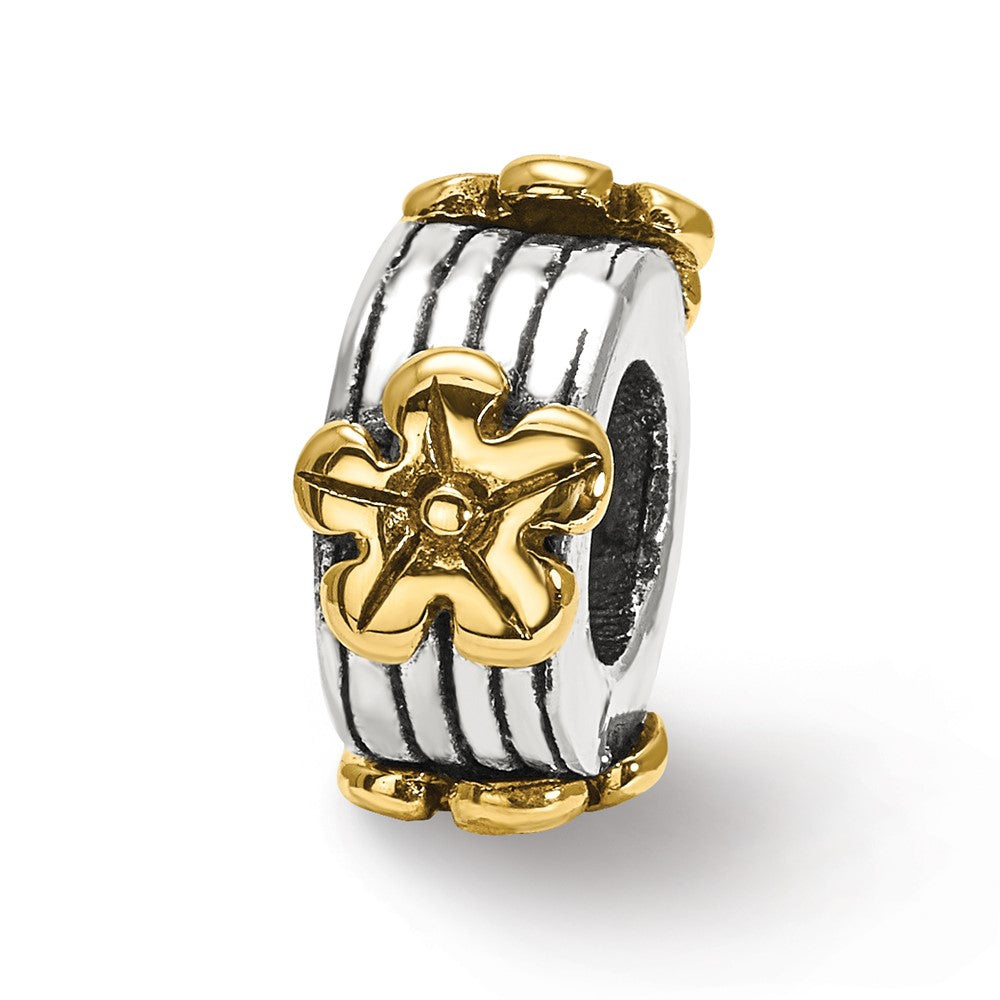 Sterling Silver & 14k Reflections Floral Bead