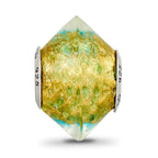 Sterling Silver Reflections Yellow/Teal Italian Murano Glass Bead