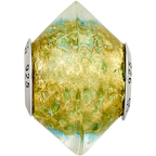 Sterling Silver Reflections Yellow/Teal Italian Murano Glass Bead