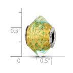 Sterling Silver Reflections Yellow/Teal Italian Murano Glass Bead