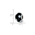 Sterling Silver Reflections Black w/White Dots Italian Murano Bead