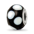Sterling Silver Reflections Black w/White Dots Italian Murano Bead