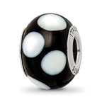 Sterling Silver Reflections Black w/White Dots Italian Murano Bead