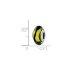 Sterling Silver Reflections Lime/Black Stripes Italian Murano Bead