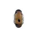 Sterling Silver Reflections Brown w/Black Dots Italian Murano Bead