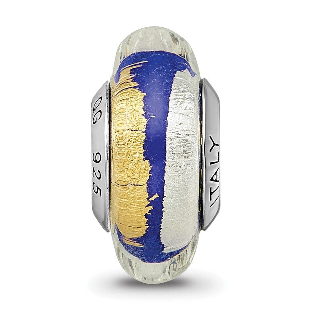 Sterling Silver Reflections Blue/Gold/Silver Italian Murano Bead