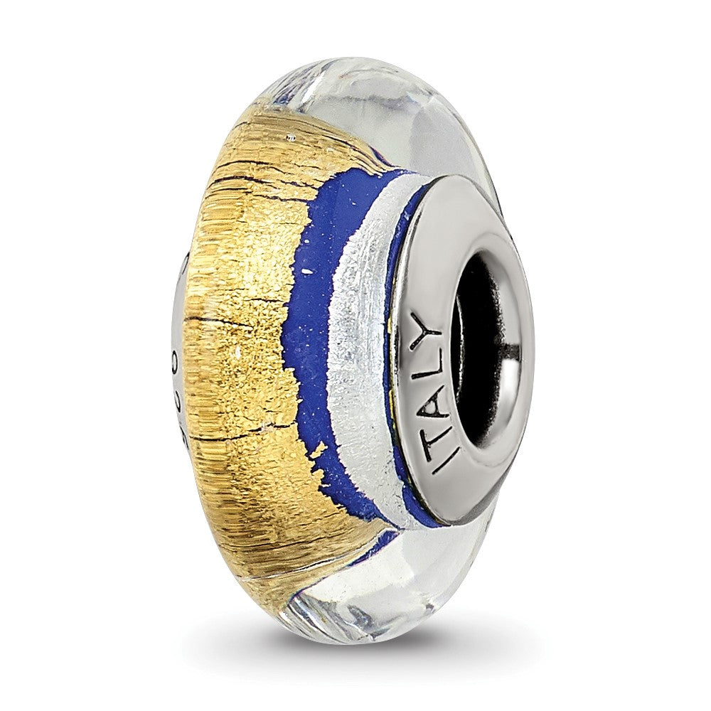 Sterling Silver Reflections Blue/Gold/Silver Italian Murano Bead