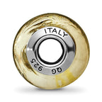 Sterling Silver Reflections Black/Gold Italian Murano Glass Bead
