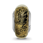 Sterling Silver Reflections Black/Gold Italian Murano Glass Bead