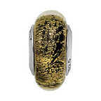 Sterling Silver Reflections Black/Gold Italian Murano Glass Bead