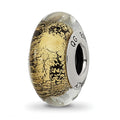 Sterling Silver Reflections Black/Gold Italian Murano Glass Bead