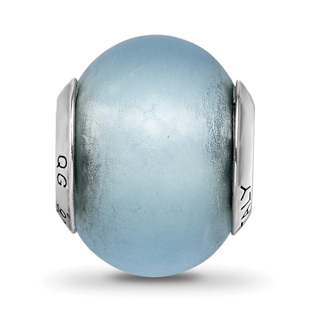 Sterling Silver Reflections Light Blue Matte Italian Murano Bead