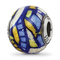 Sterling Silver Reflections Multicolor w/Glitter Overlay Glass Bead