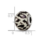 Sterling Silver Reflections White & Black w/Glitter Overlay Glass Bead