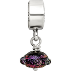 Sterling Silver Reflections Purple Dichroic Glass Dangle Bead