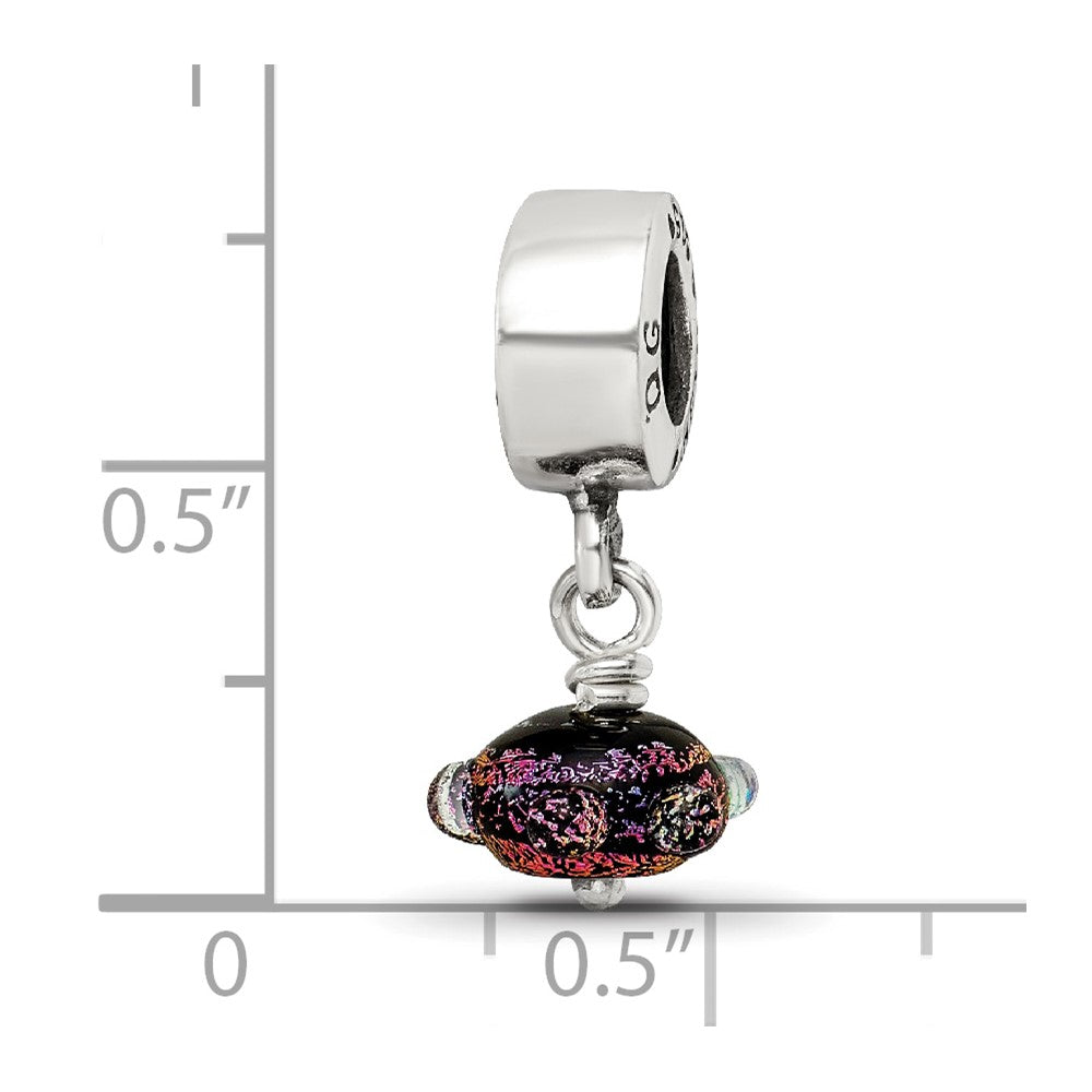 Sterling Silver Reflections Purple Dichroic Glass Dangle Bead