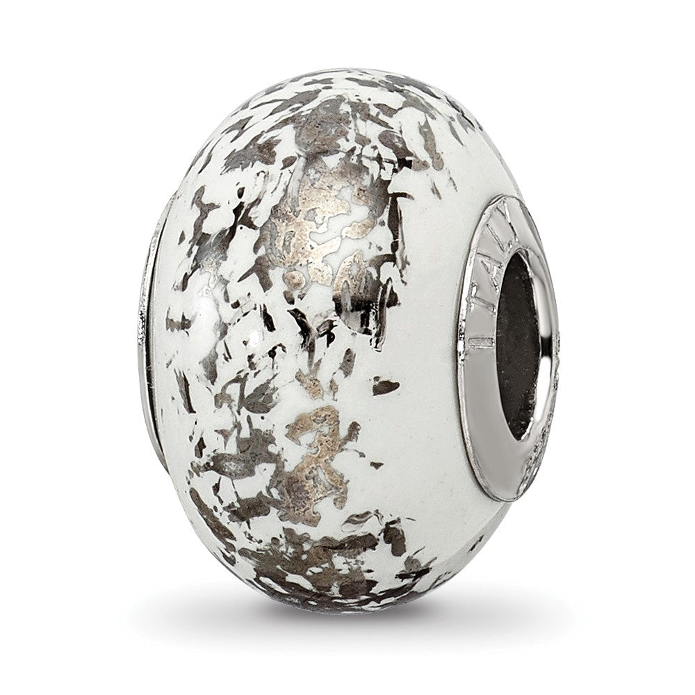 Sterling Silver Reflections White w/Platinum Foil Ceramic Bead