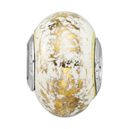 Sterling Silver Reflections White w/Gold Foil Ceramic Bead
