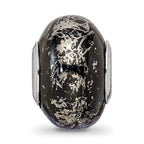 Sterling Silver Reflections Black w/Platinum Foil Ceramic Bead