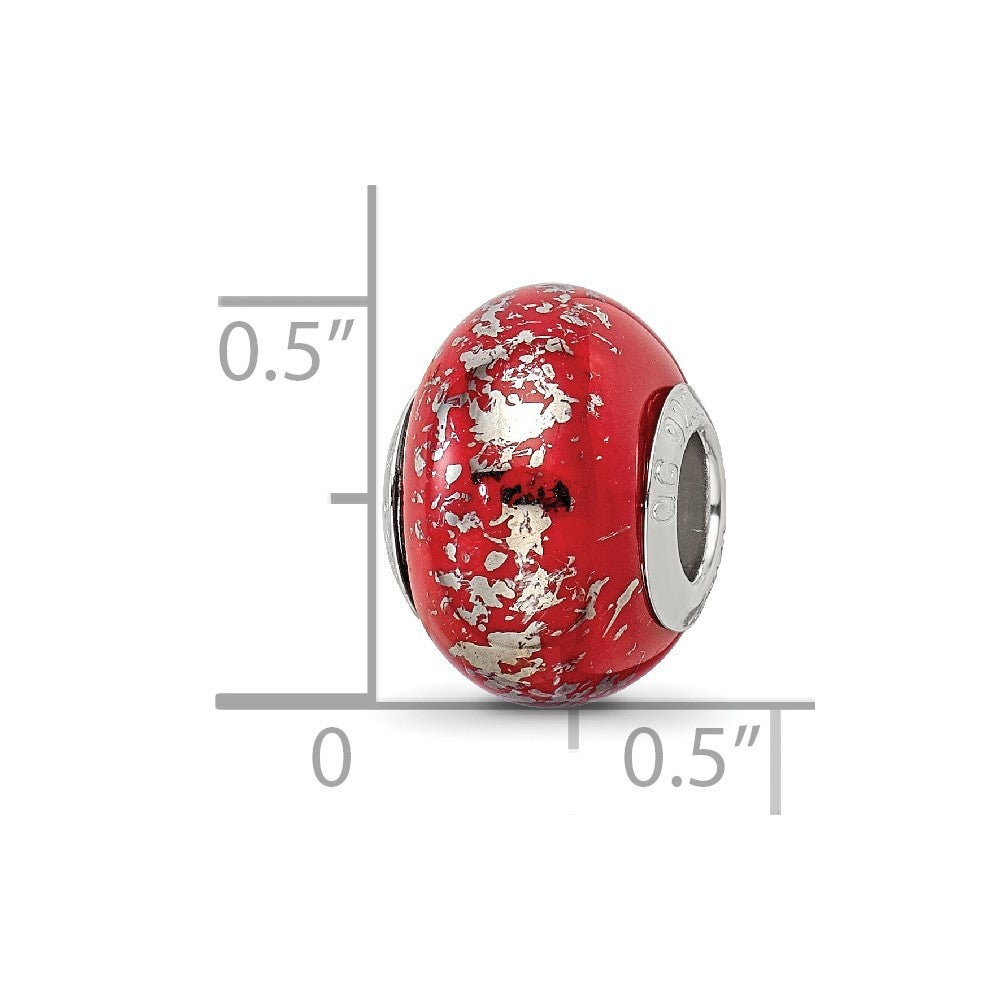 Sterling Silver Reflections Red w/Platinum Foil Ceramic Bead