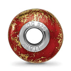 Sterling Silver Reflections Red w/Gold Foil Ceramic Bead